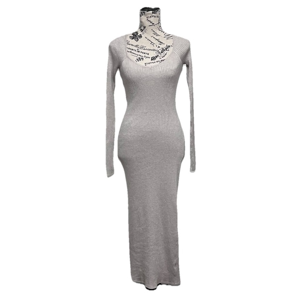 Freshmen 1996 Ribbed Knit Maxi Sweater Dress Women’s Long Sleeve Bodycon XS - Picture 2 of 11